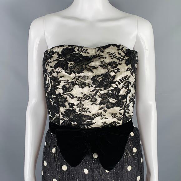 VALENTINO Size M Black White Polka Dot Strapless Dress Jacket Set - Picture 6 of 10